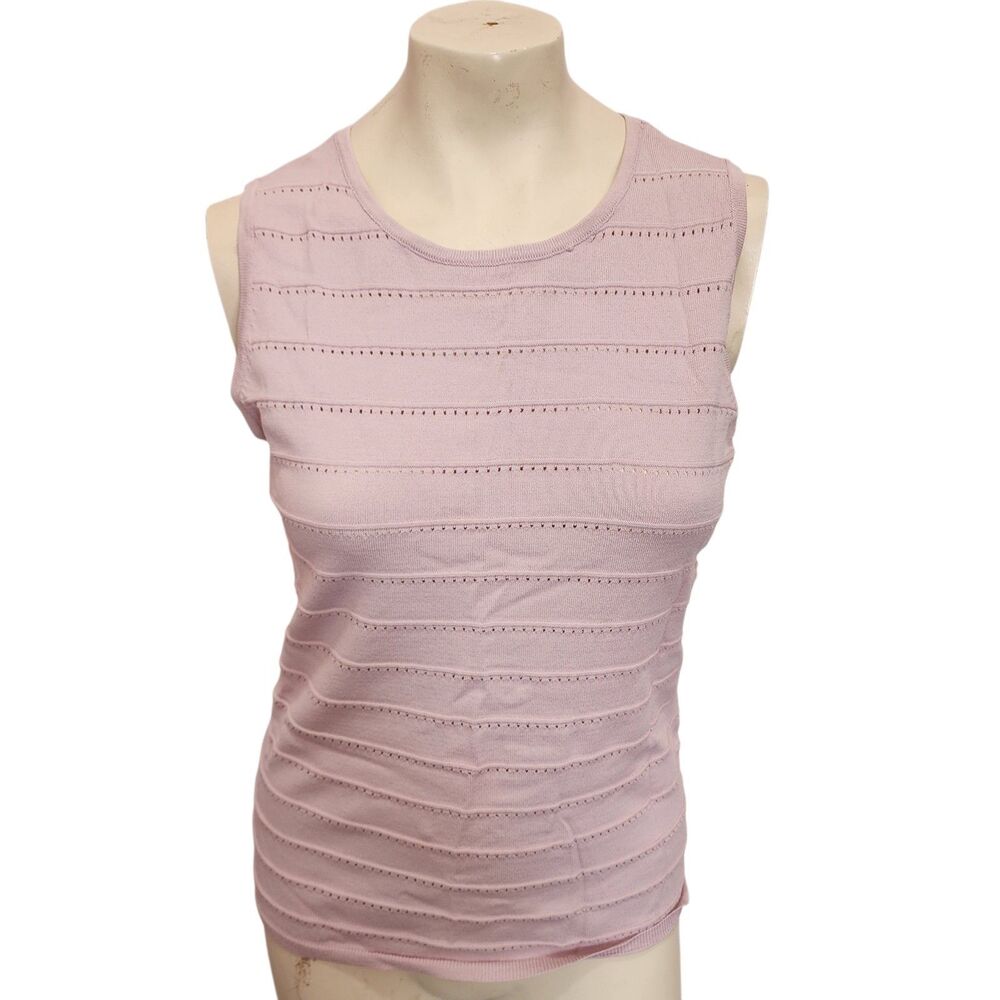 White House Black Market Pink Knit Top Sleeveless Textured Stretch M